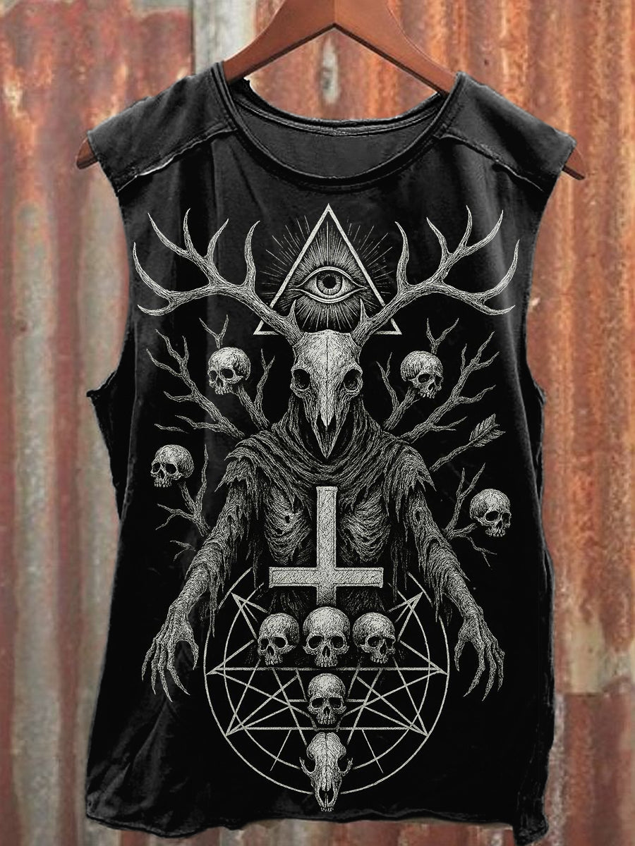 Men's Casual Gothic Cross Printed Tank Top