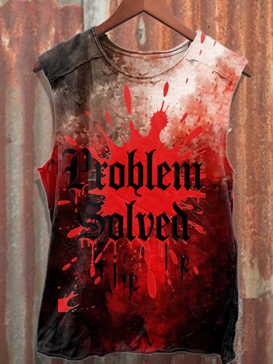 Halloween Horror Bloody Text Printed Casual Cotton Tank Top