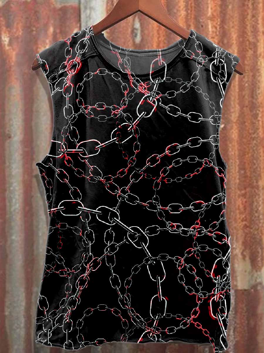 Halloween Horror Chain Print Casual Cotton Tank Top