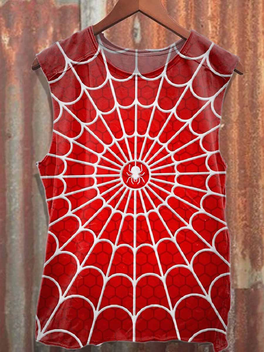 Men's Spider Web Loose Cotton Tank Top