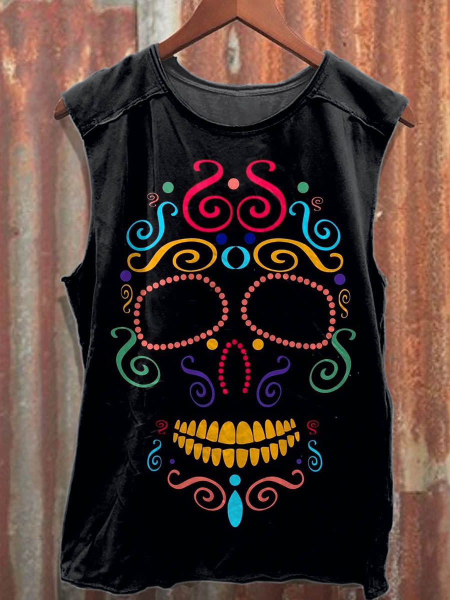 Men's Graffiti Skull Casual Cotton Tank Top