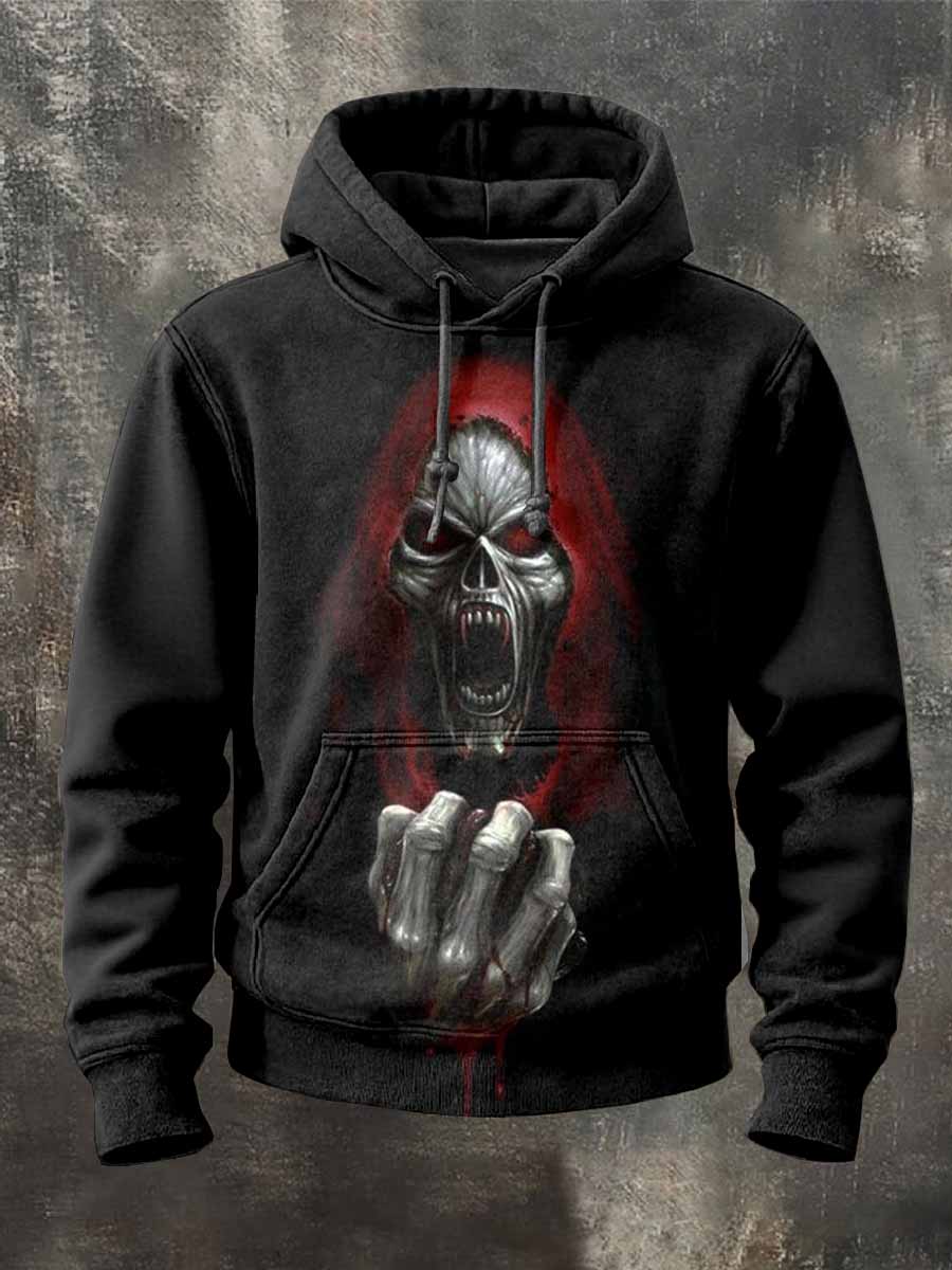 Men's Retro Graffiti Printed Hooded Sweatshirt