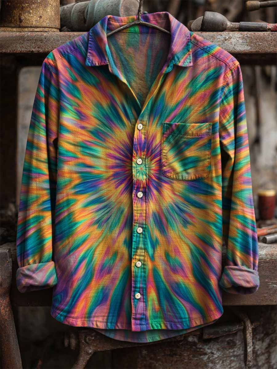 Men's Vintage Textured Print Shirt