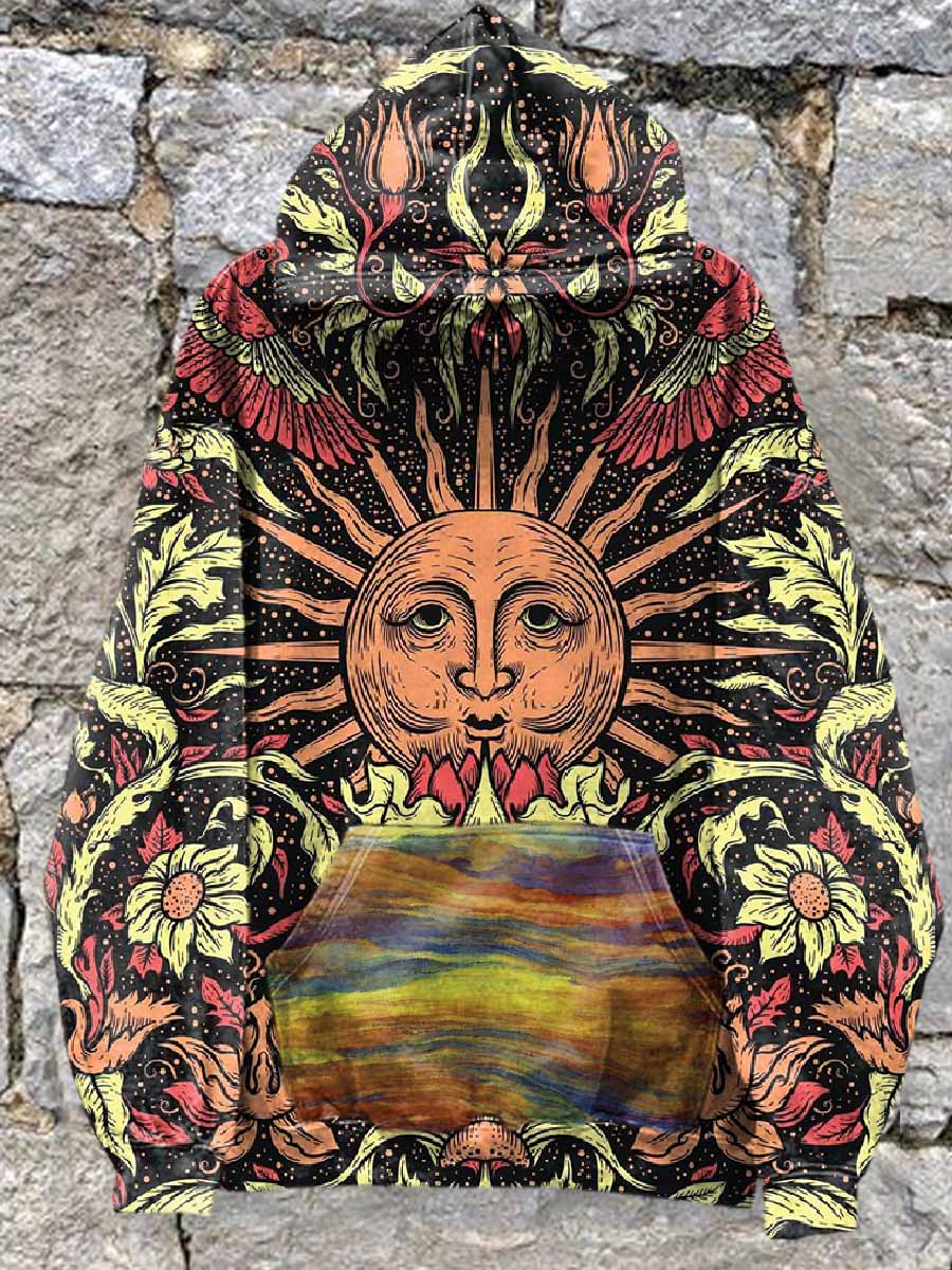 Men's Retro Gorgeous Textured Print Hooded Sweatshirt
