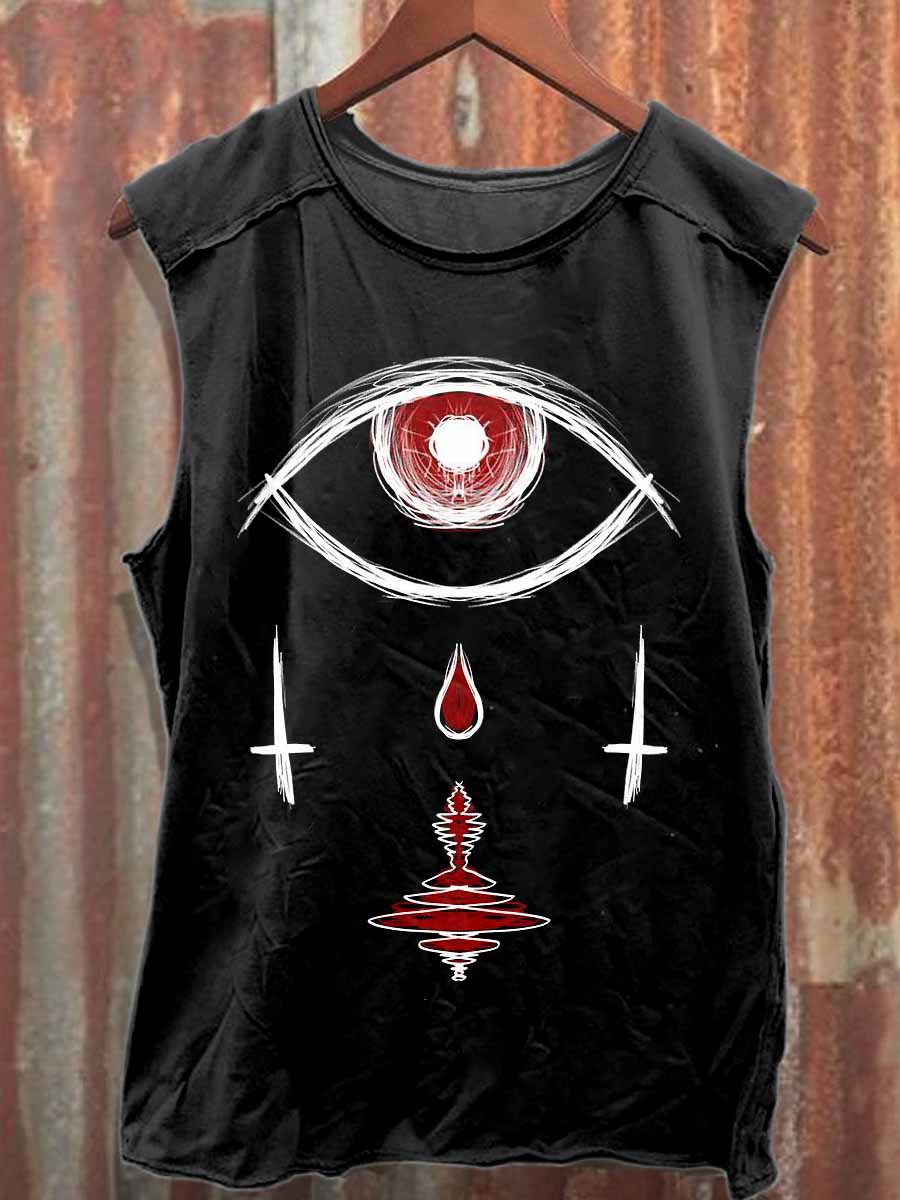 Retro Dark Style Graffiti Print Cotton Tank Top