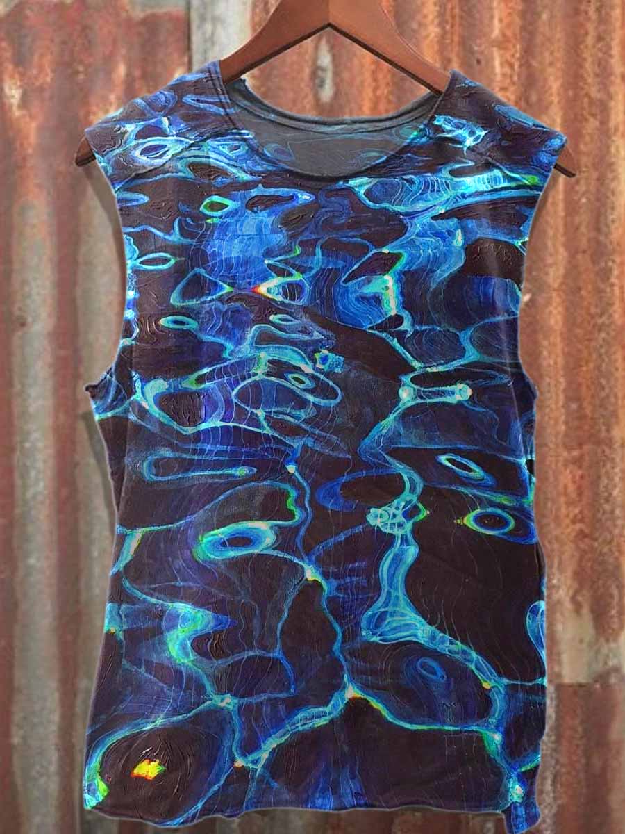 Retro Graffiti Print Casual Cotton Tank Top