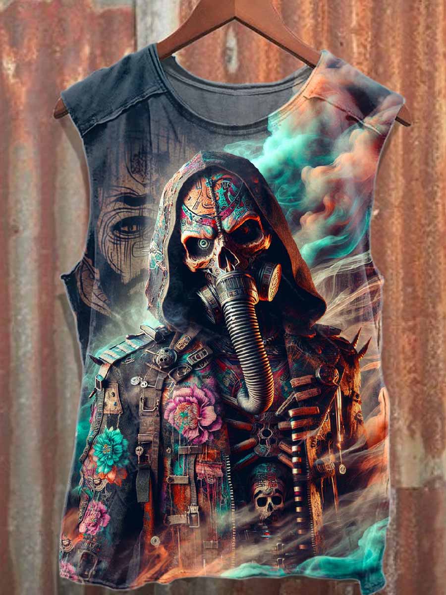 Retro Graffiti Print Casual Cotton Tank Top