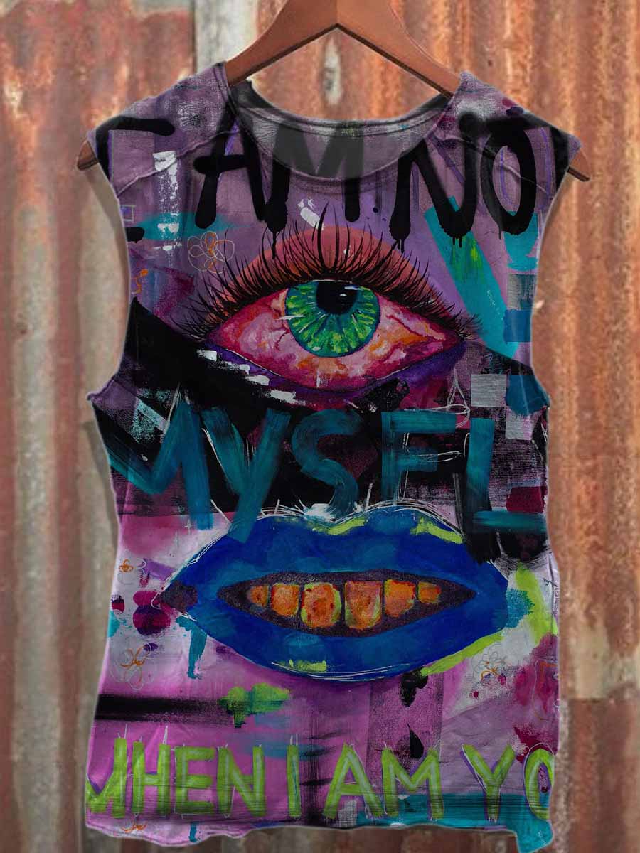 Retro Pop Graffiti Print Casual Cotton Tank Top