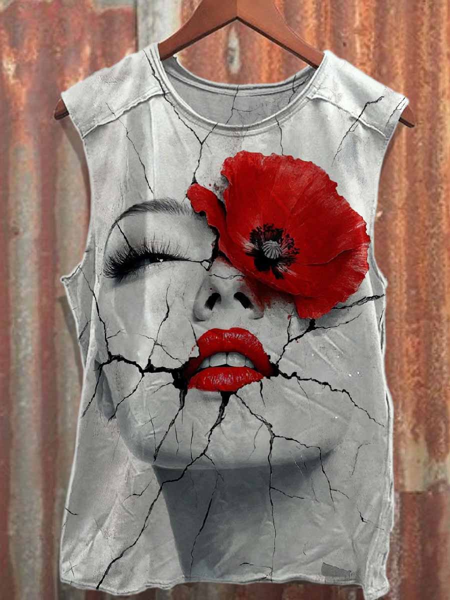 Retro Pop Graffiti Print Casual Cotton Tank Top