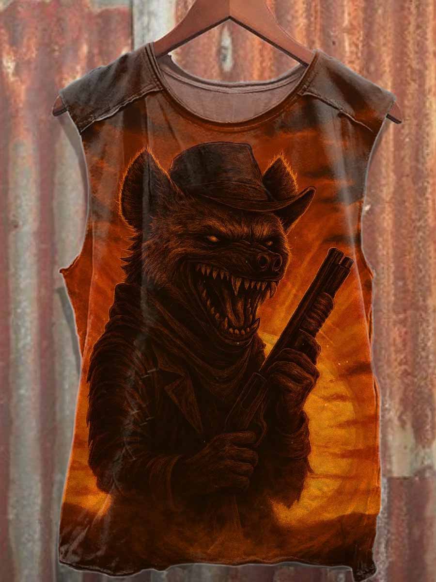 Retro Western Print Casual Loose Cotton Vest