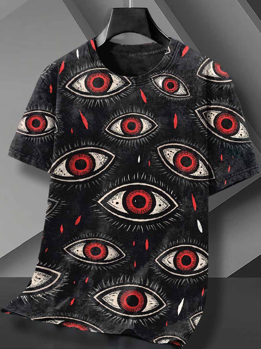 Retro Graffiti Print Loose Cotton T-Shirt