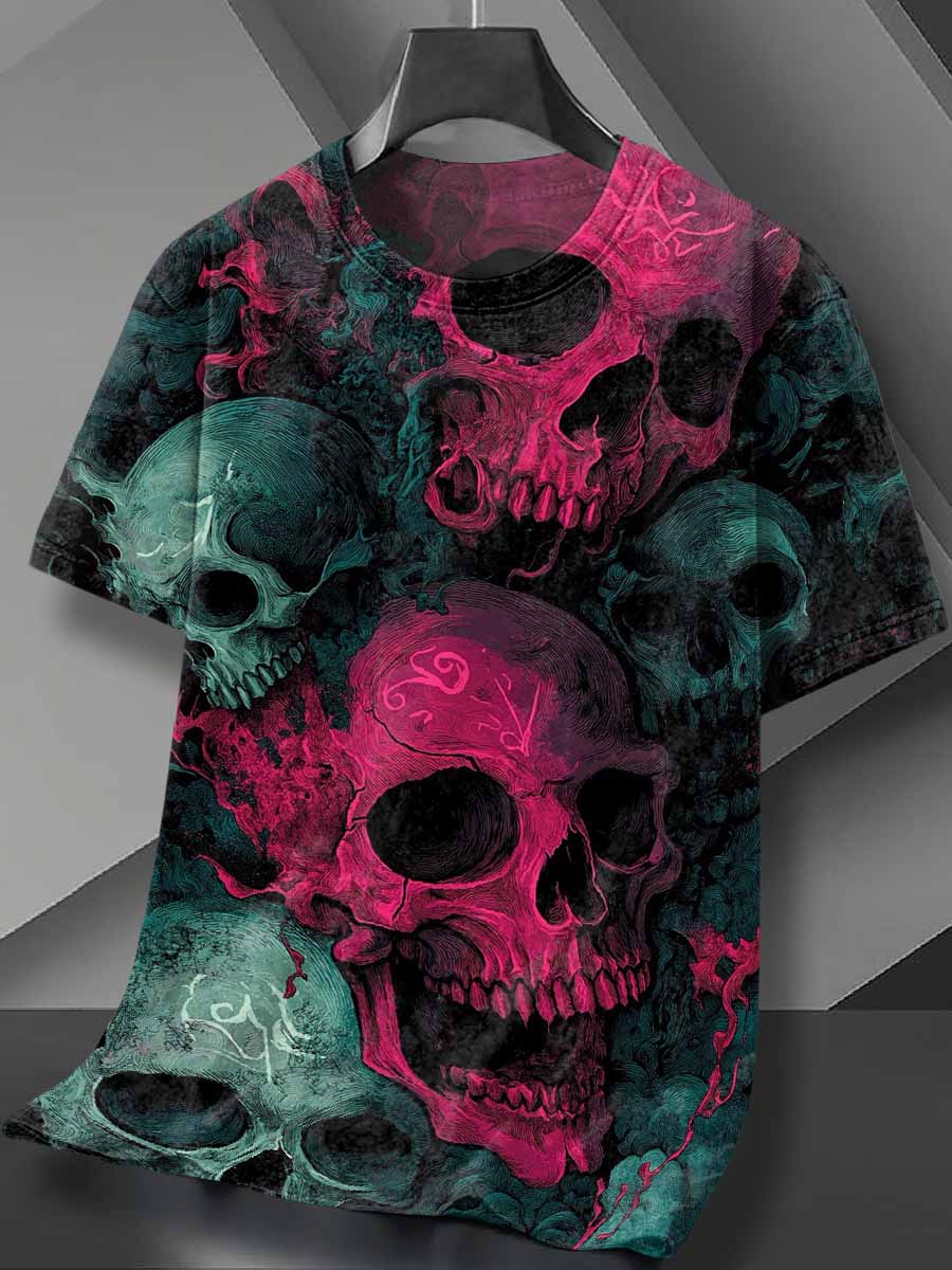Fantasy Skull Print Loose Cotton T-shirt