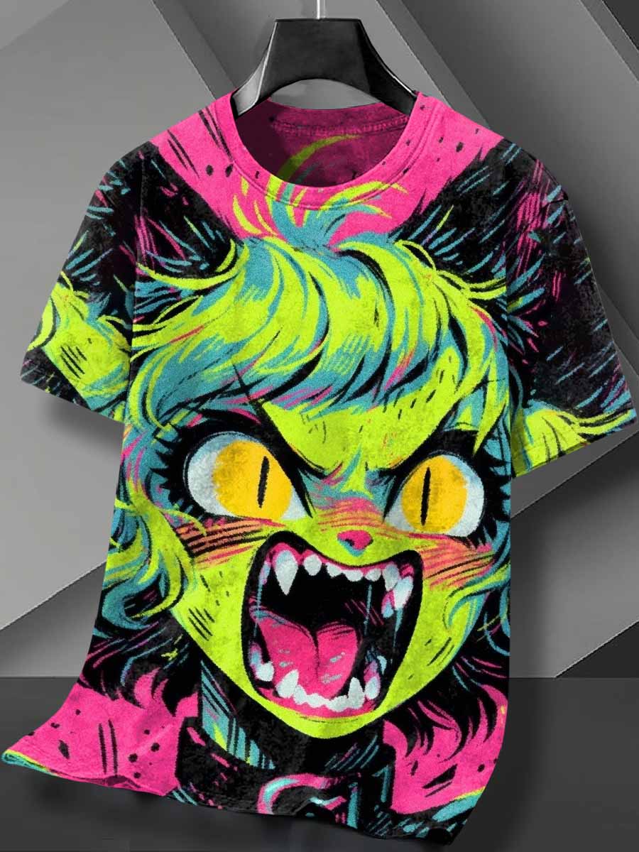 Gorgeous Graffiti Print Loose Cotton T-Shirt