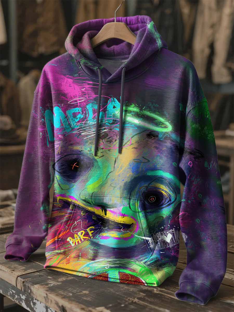 Gorgeous Street Graffiti Print Casual Hooded Sweatshirt
