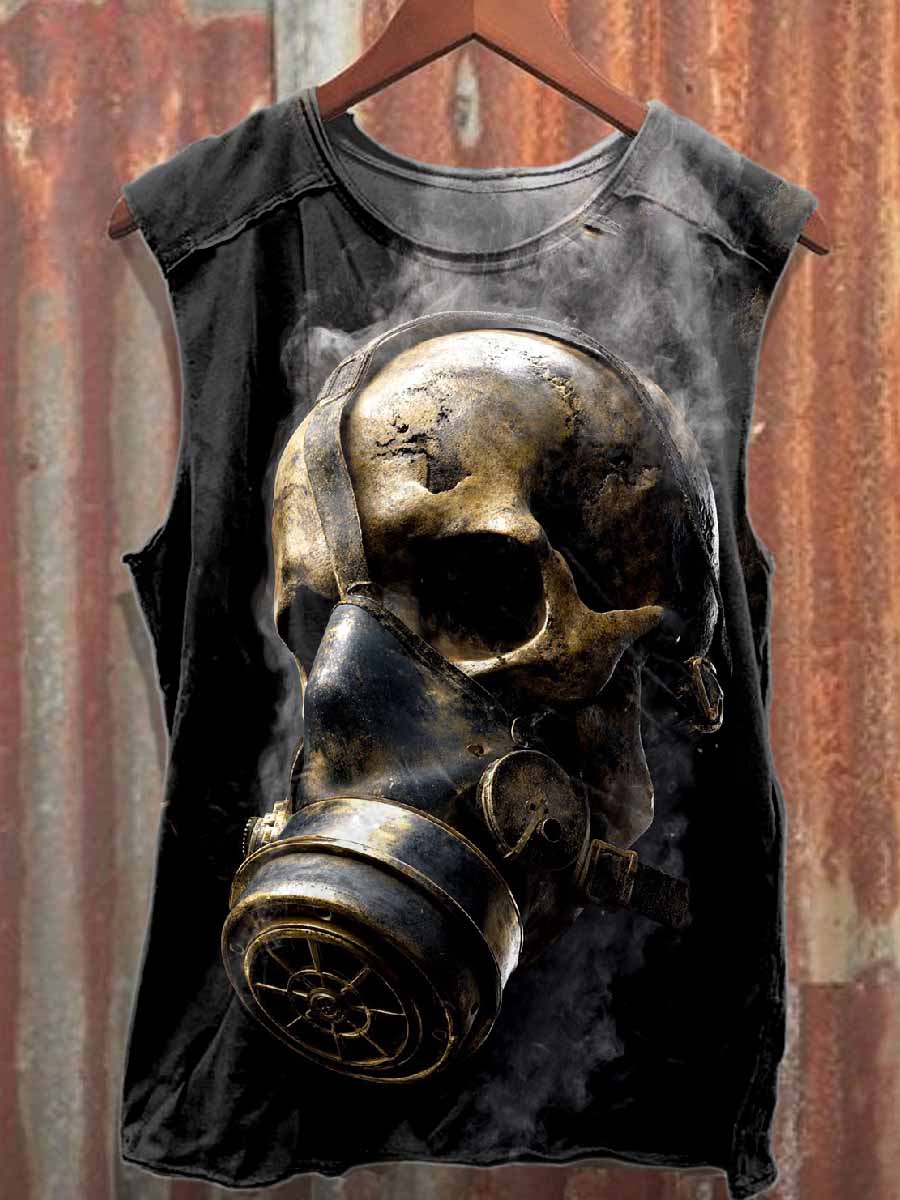 Dark Skeleton Printed Loose Cotton Tank Top