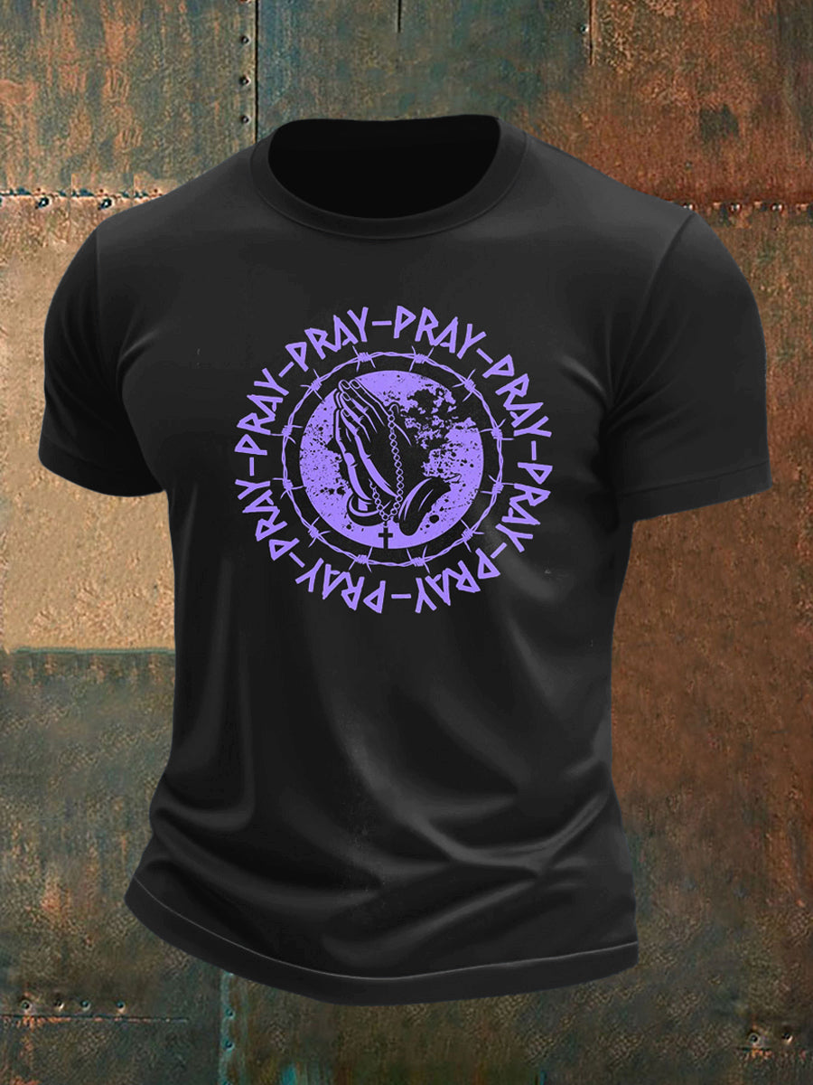 Men's Faith and Cross Print Short Sleeve T-Shirt