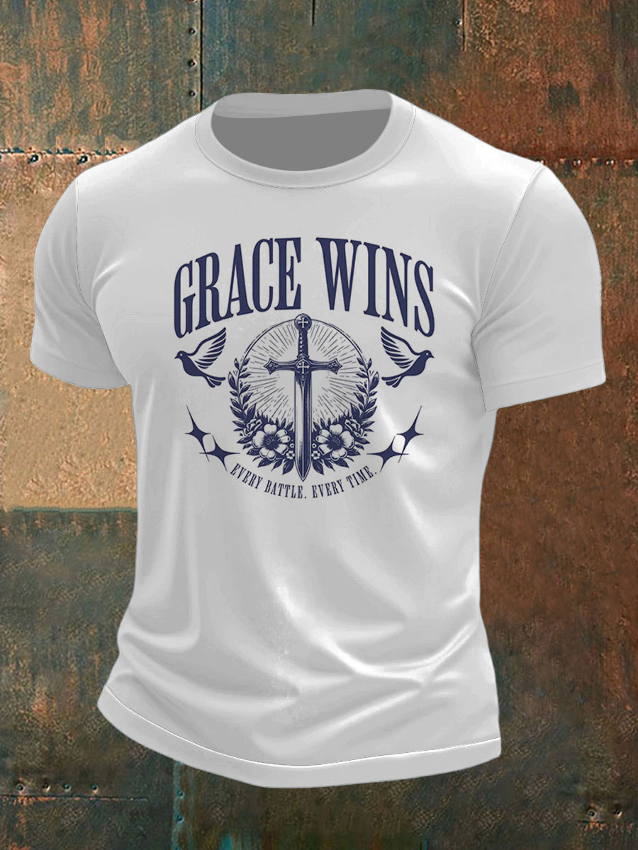 Men's Cross Peace and Dove Print Short Sleeve T-Shirt