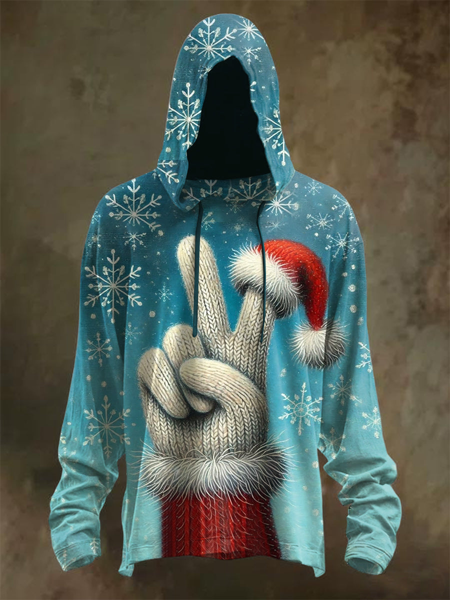 Retro Christmas Graffiti Print Hoodie Sweatshirt