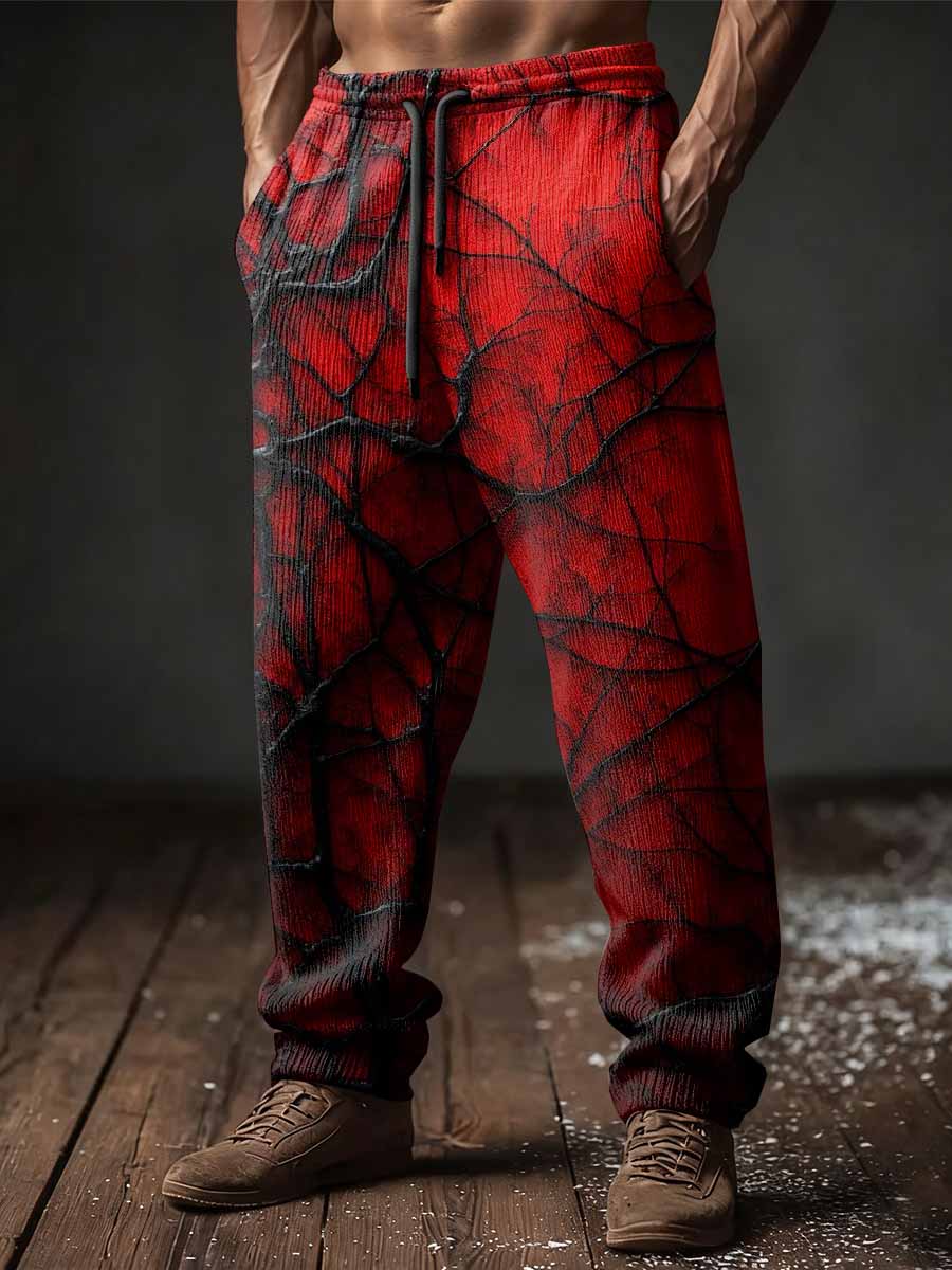 Halloween Lava Crack Gradient Art Men's Casual Sweatpants