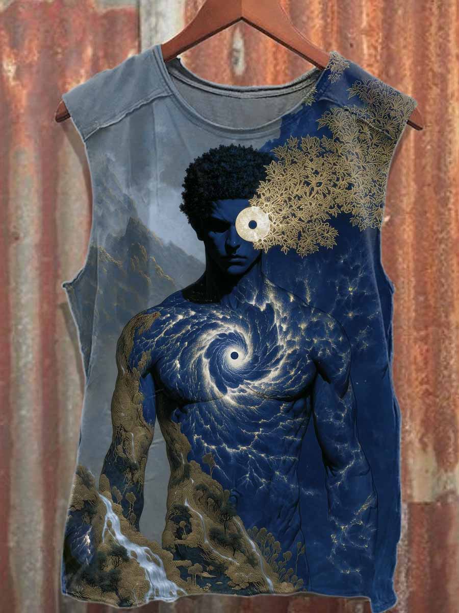 Vintage Graffiti Pattern Cotton Tank Top