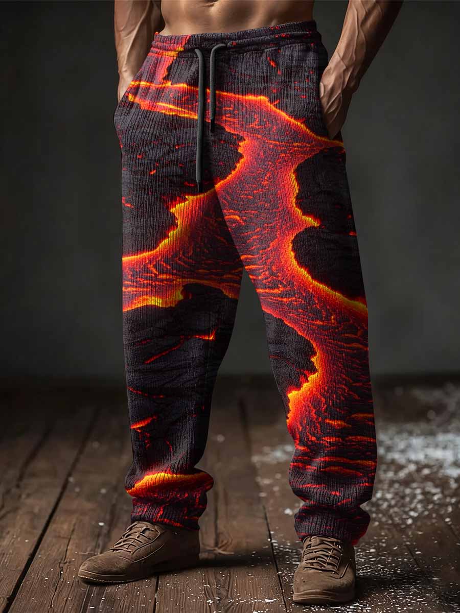 Halloween Lava Crack Gradient Art Men's Casual Sweatpants