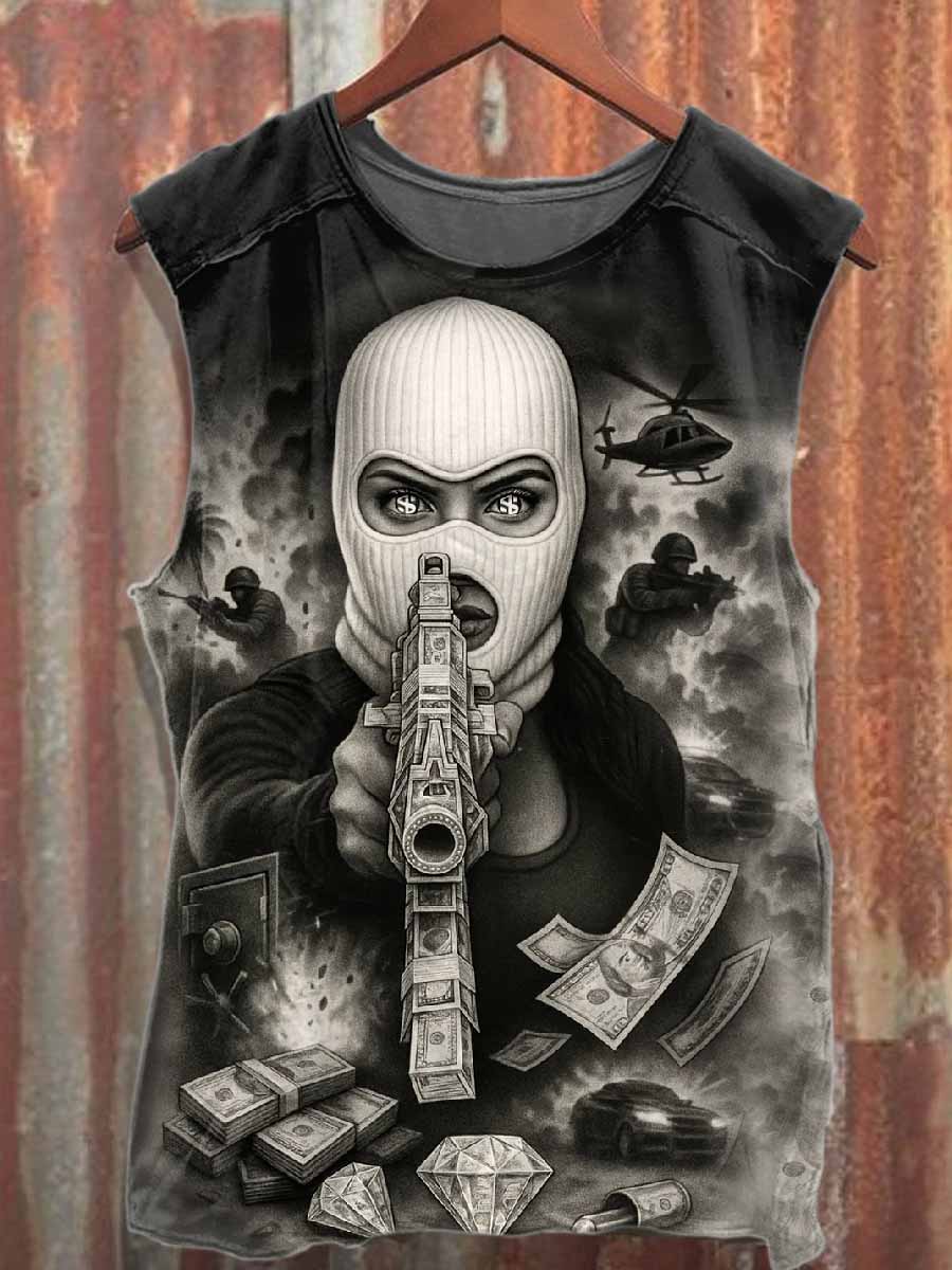 Vintage Dark Graffiti Cotton Tank Top