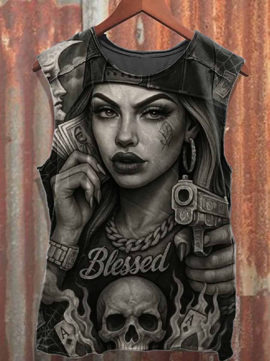 Vintage Dark Graffiti Cotton Tank Top