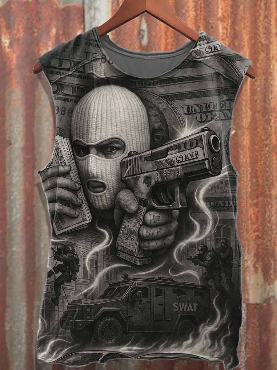 Vintage Dark Graffiti Cotton Tank Top