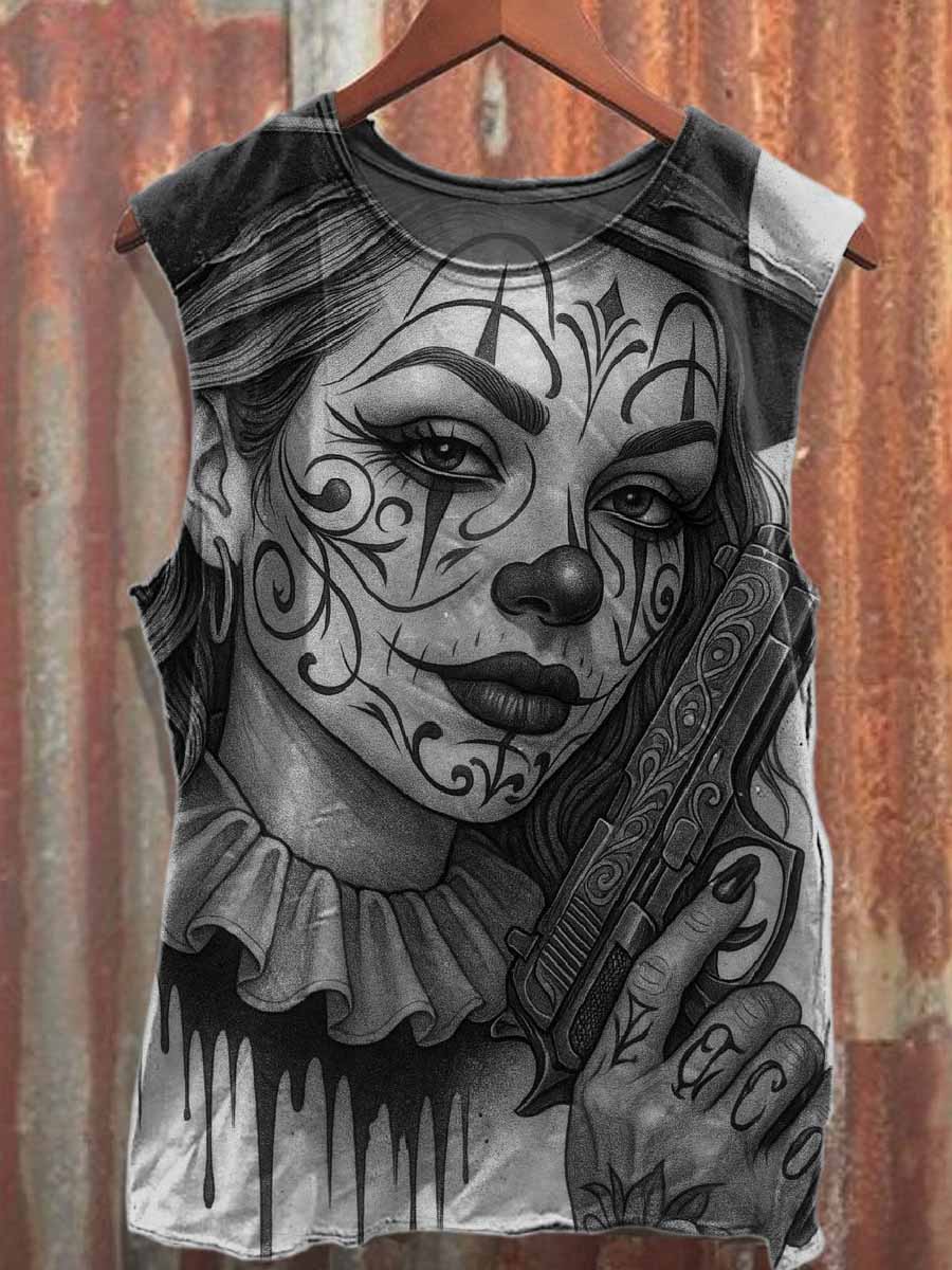 Vintage Dark Graffiti Cotton Tank Top