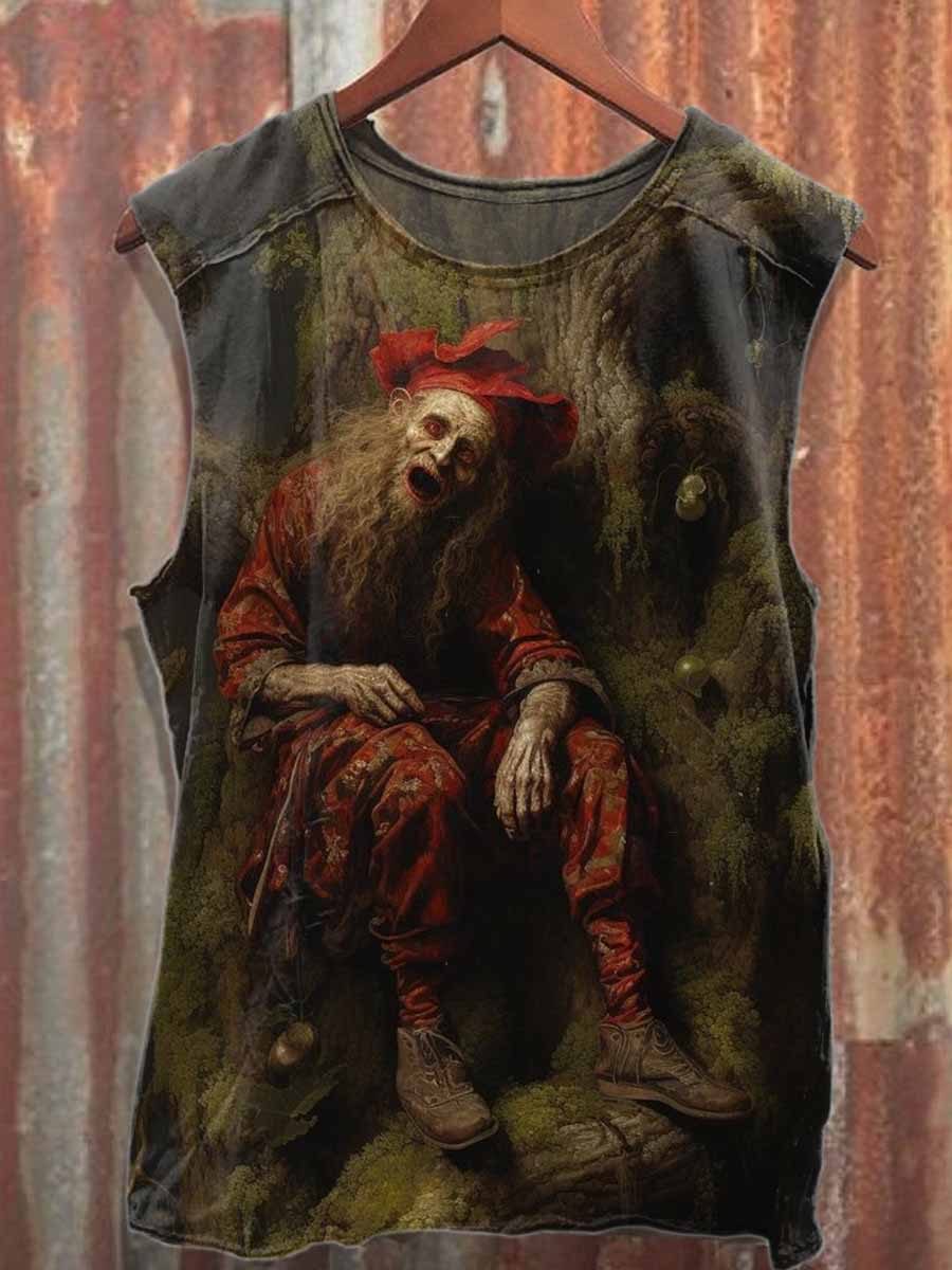 Vintage Forest Elder Print Casual Cotton Tank Top