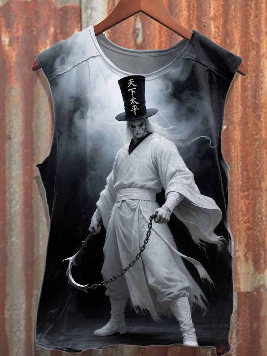 Retro Graffiti Print Casual Cotton Tank Top