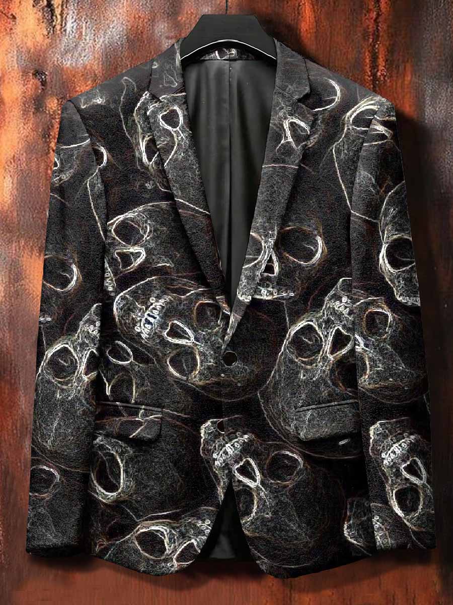 Retro Skull Print Casual Jacket