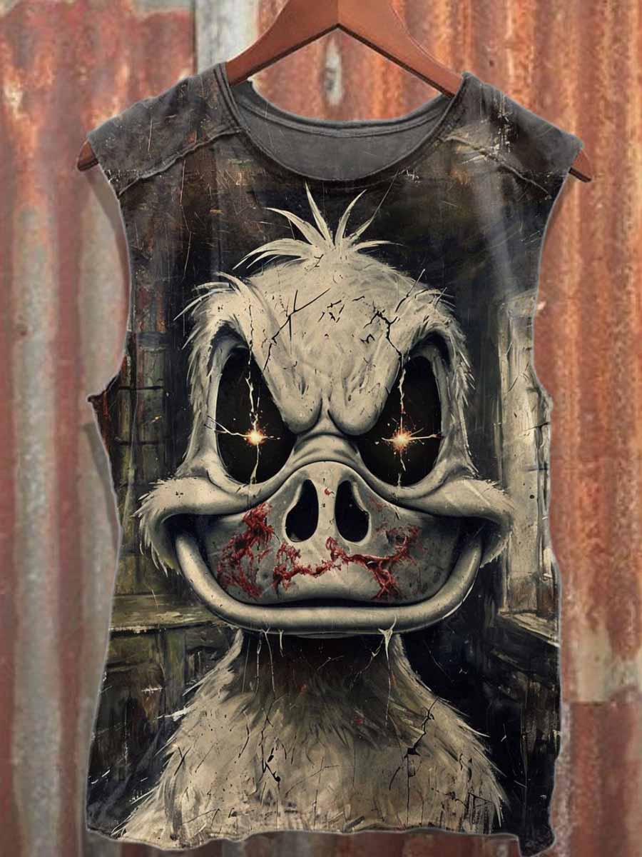 Gorgeous Donald Duck Printed Casual Cotton Tank Top