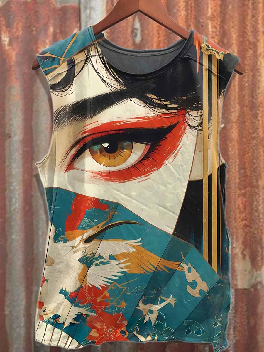 Retro Graffiti Printed Casual Cotton Tank Top