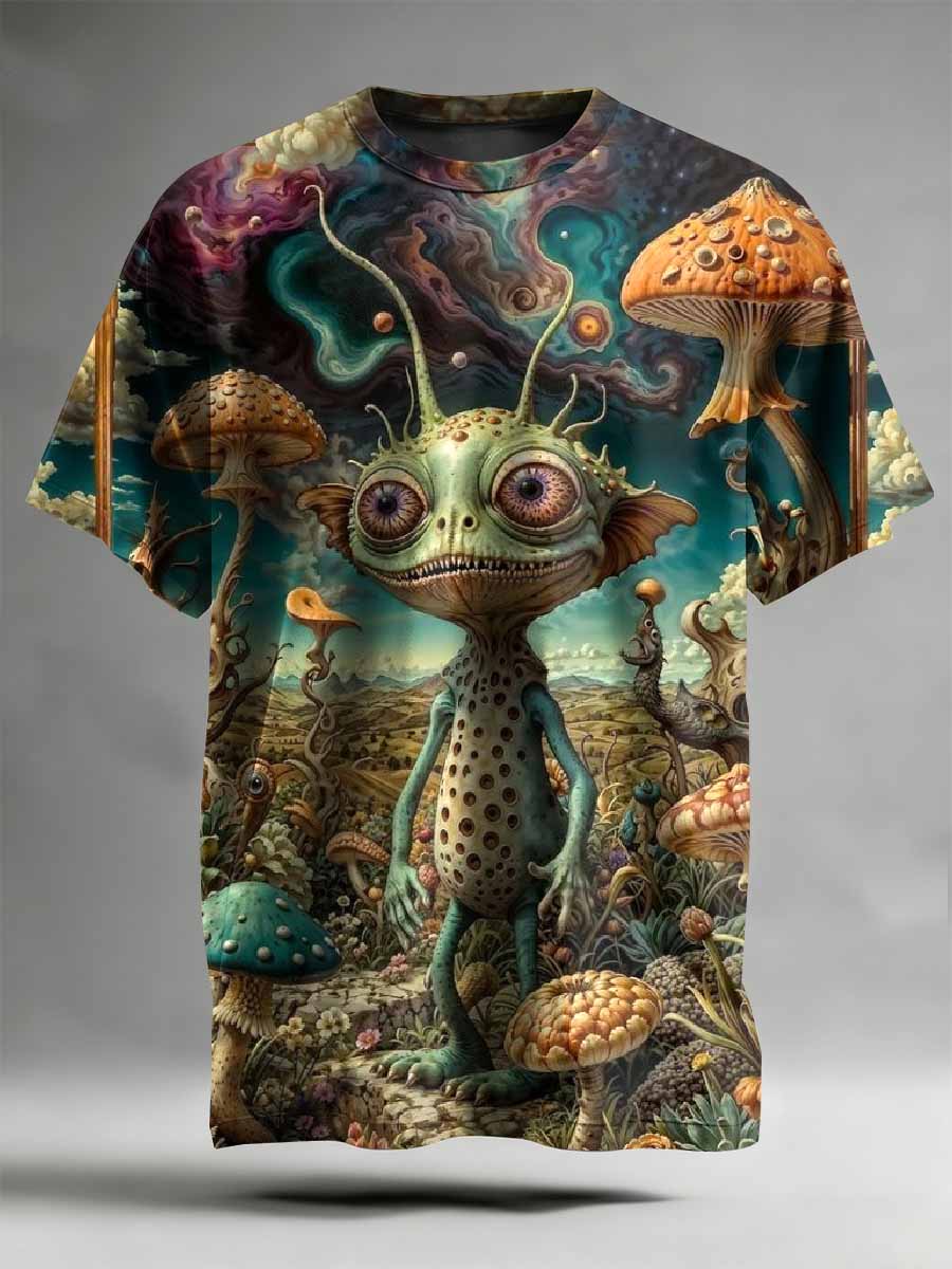 Retro Forest Monster Printed T-Shirt