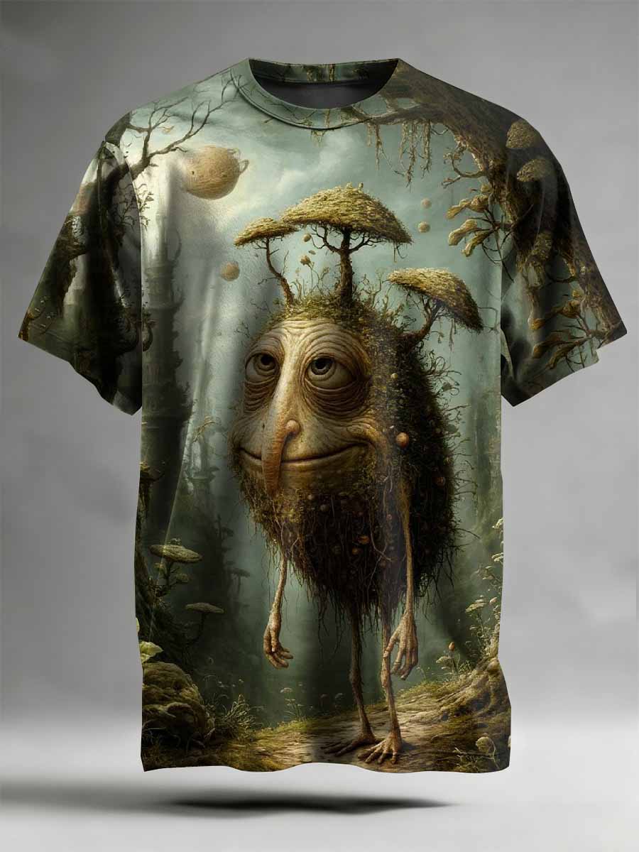 Retro Forest Monster Printed T-Shirt