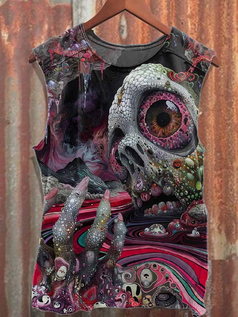 Absurd World Printed Casual Cotton Tank Top