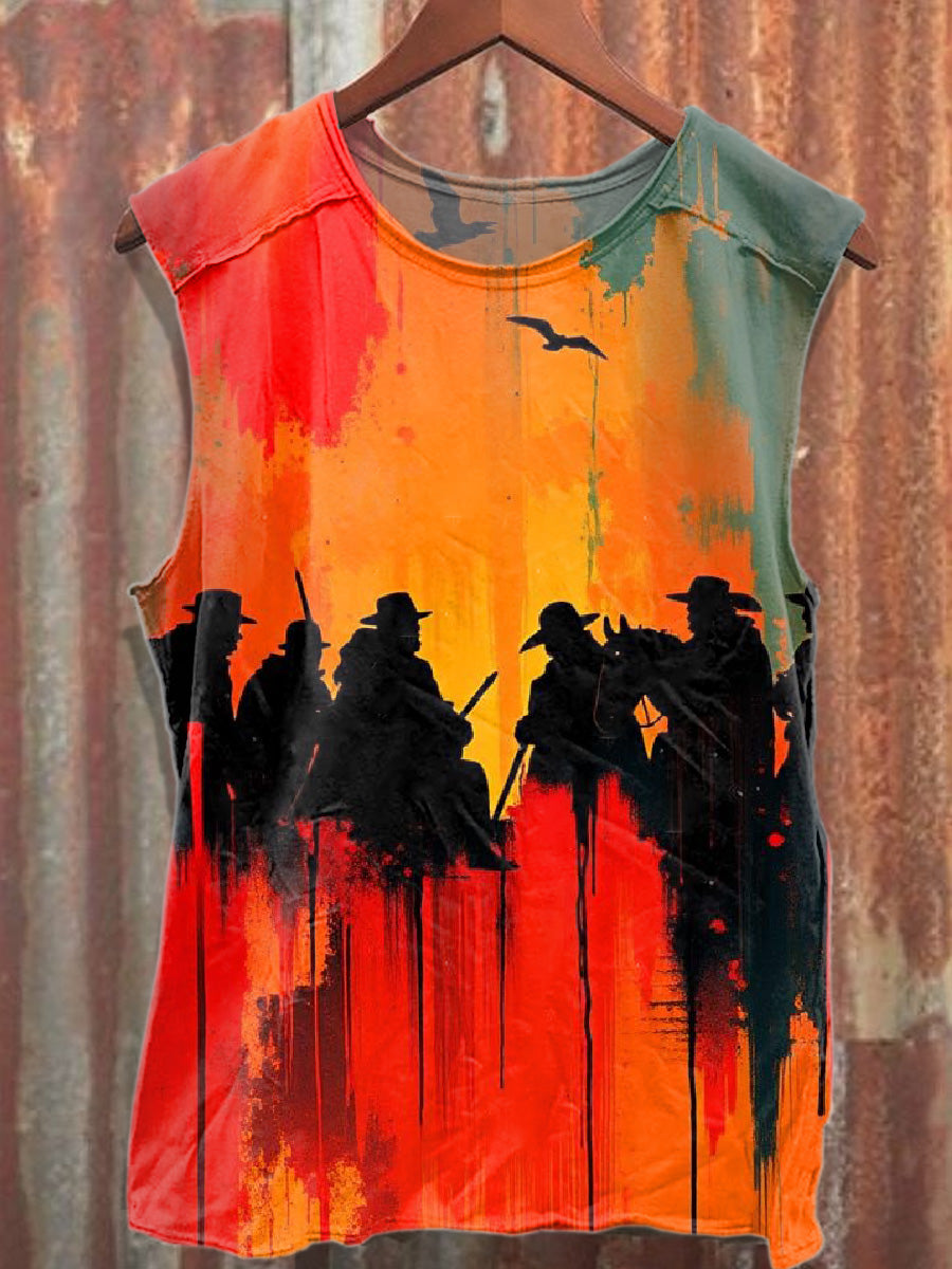 Retro Graffiti Art Style Printed Cotton Tank Top