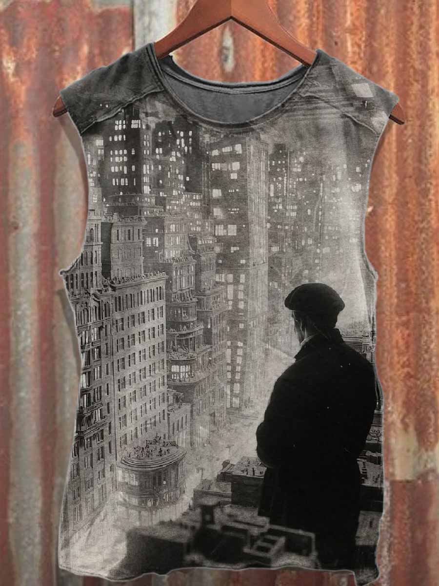 Retro Graffiti Art Style Print Cotton Tank Top