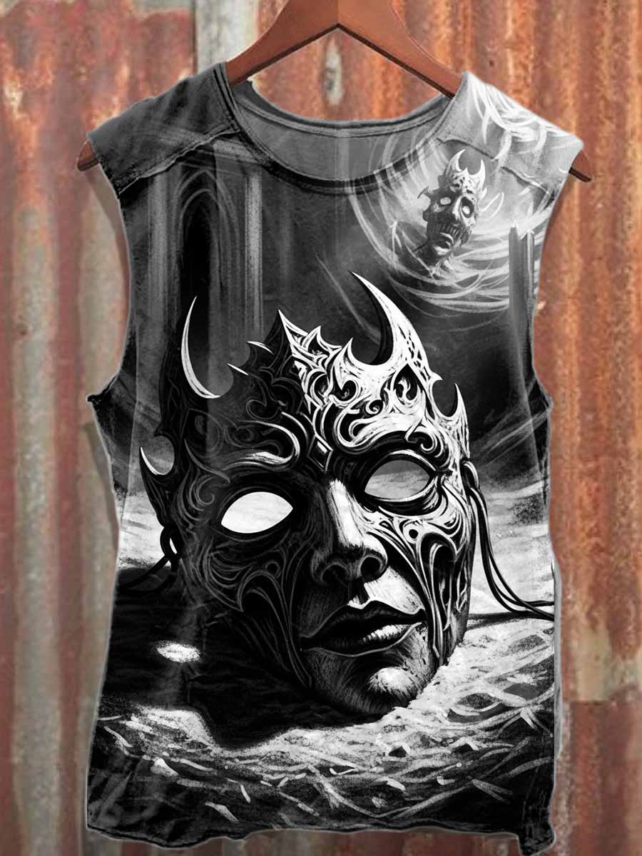 Retro Graffiti Art Style Print Cotton Tank Top