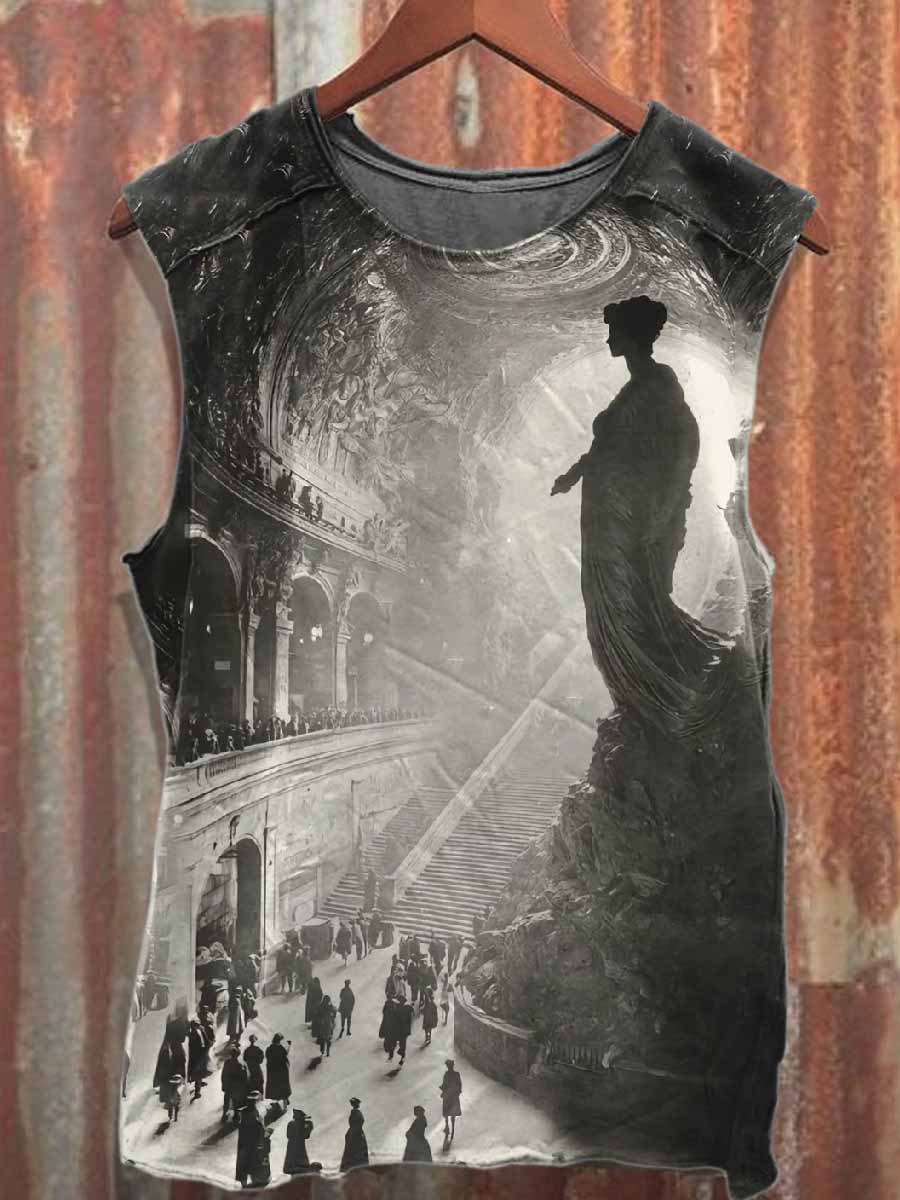 Retro Graffiti Art Style Print Cotton Tank Top