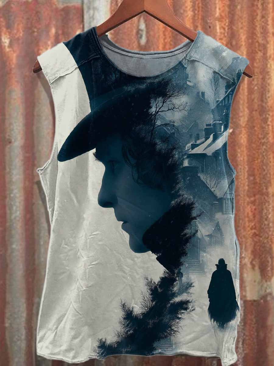 Retro Graffiti Art Style Print Cotton Tank Top