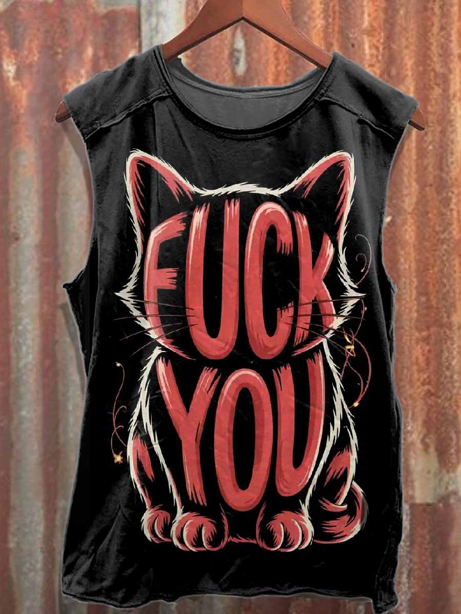 Retro Graffiti Art Style Print Cotton Tank Top