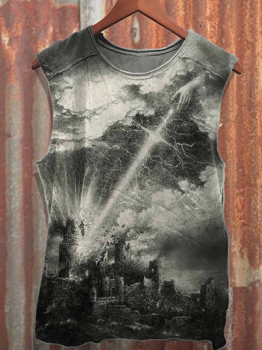 Retro Graffiti Art Style Print Cotton Tank Top