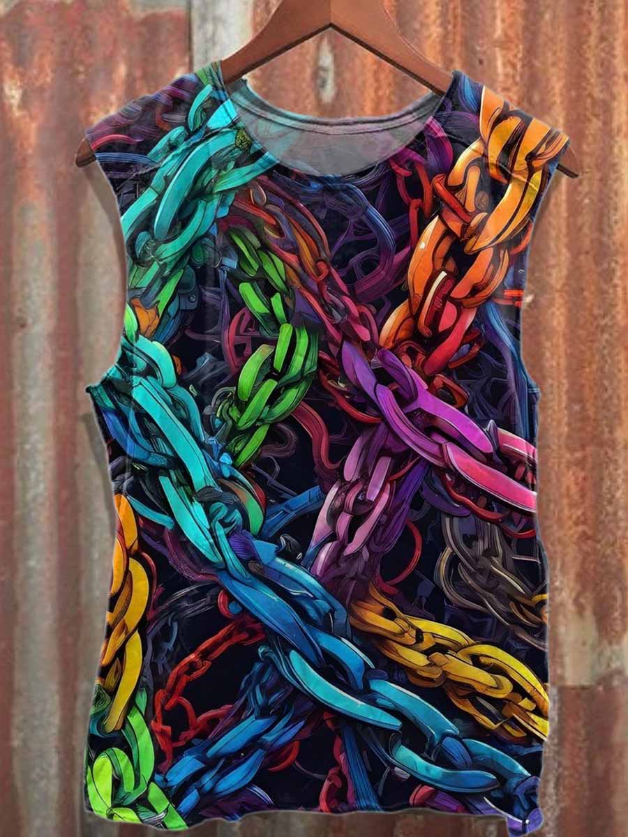 Graffiti Art Style Printed Casual Cotton Tank Top