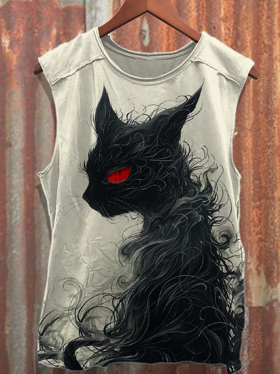 Retro Graffiti Printed Cotton Tank Top