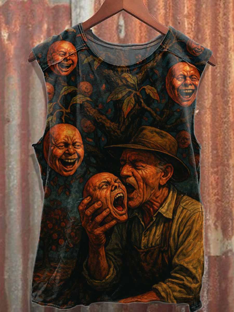 Retro Graffiti Style Printed Casual Cotton Tank Top