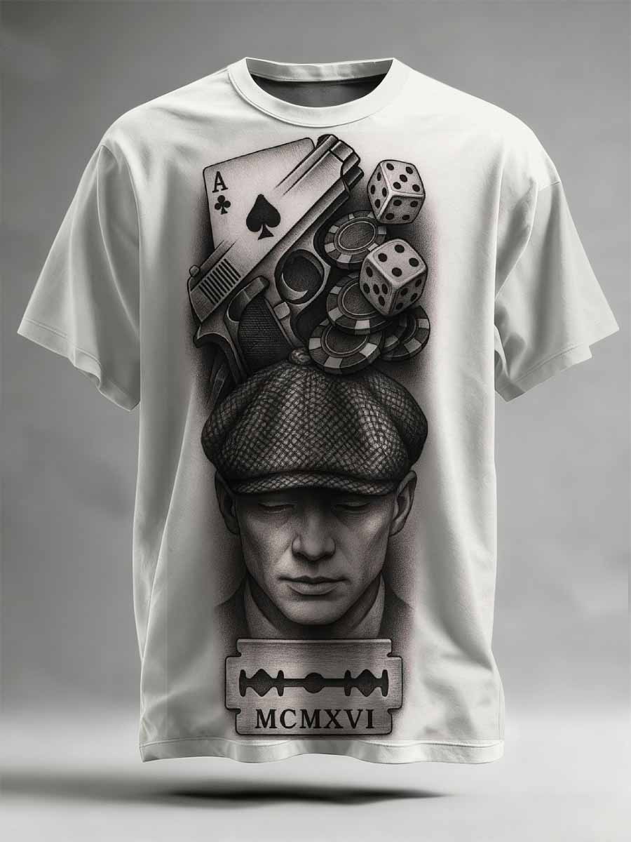 Men's Illustration Printed Casual T-shirt