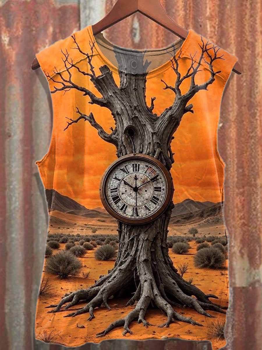 Retro Graffiti Style Printed Casual Cotton Tank Top