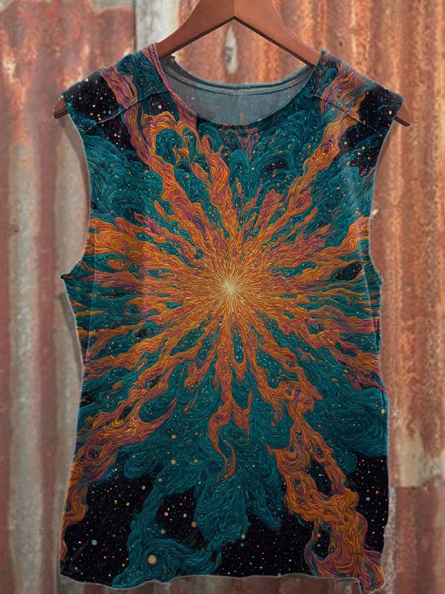 Retro Graffiti Style Printed Casual Cotton Tank Top